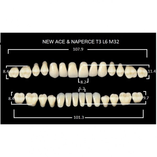 Зубы пластмассовые CLORIA NEW ASE фасон TL7, цвет A3 (гарнитура-28шт)
