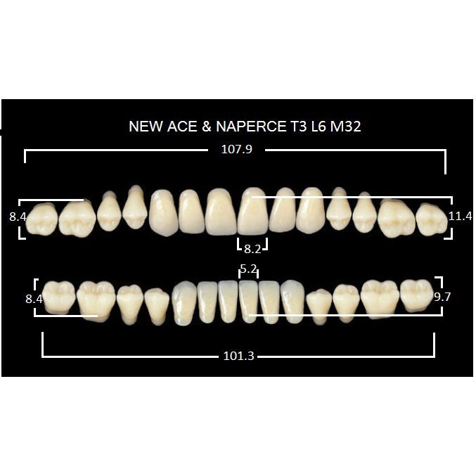 Зубы пластмассовые CLORIA NEW ASE фасон TL5, цвет A2 (гарнитура-28шт)